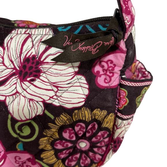 Vera Bradley quilted cotton shoulderbag purse pink brown floral preppy casual - Picture 3 of 7